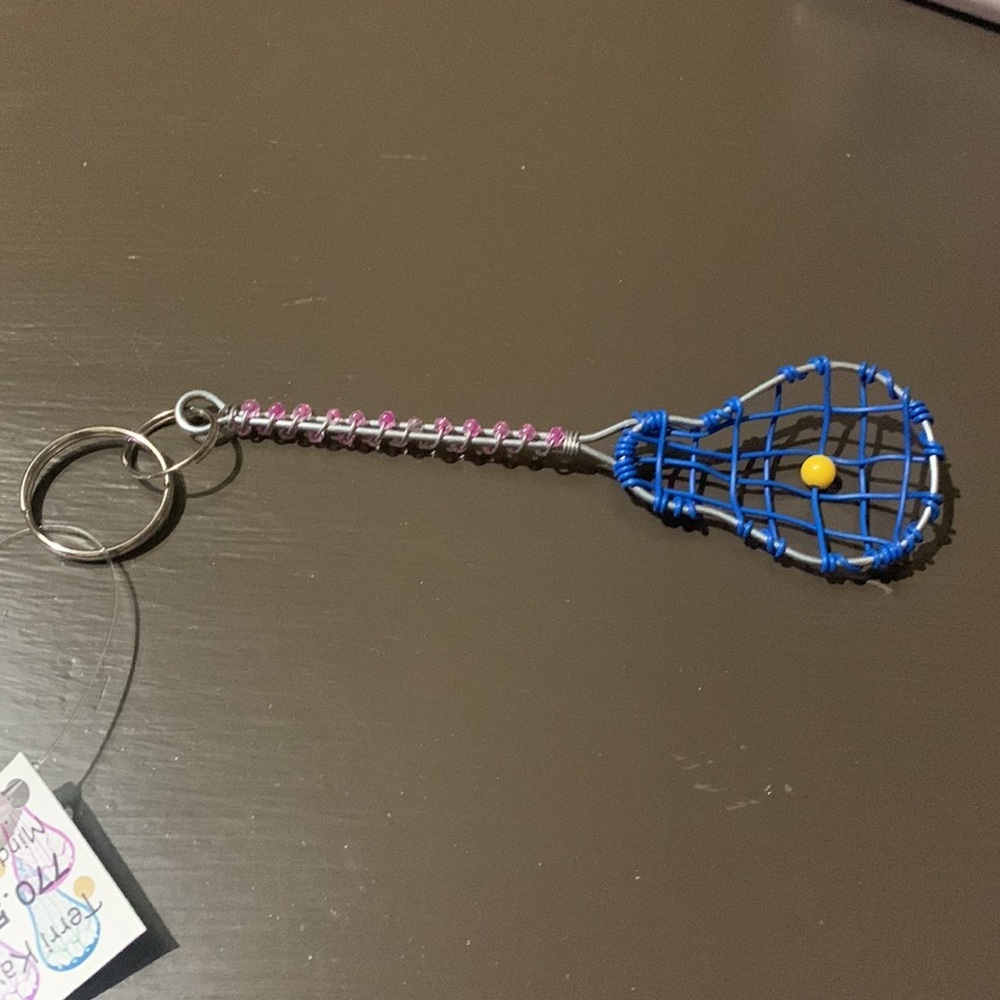 Lacrosse stick -Hand beaded key ring